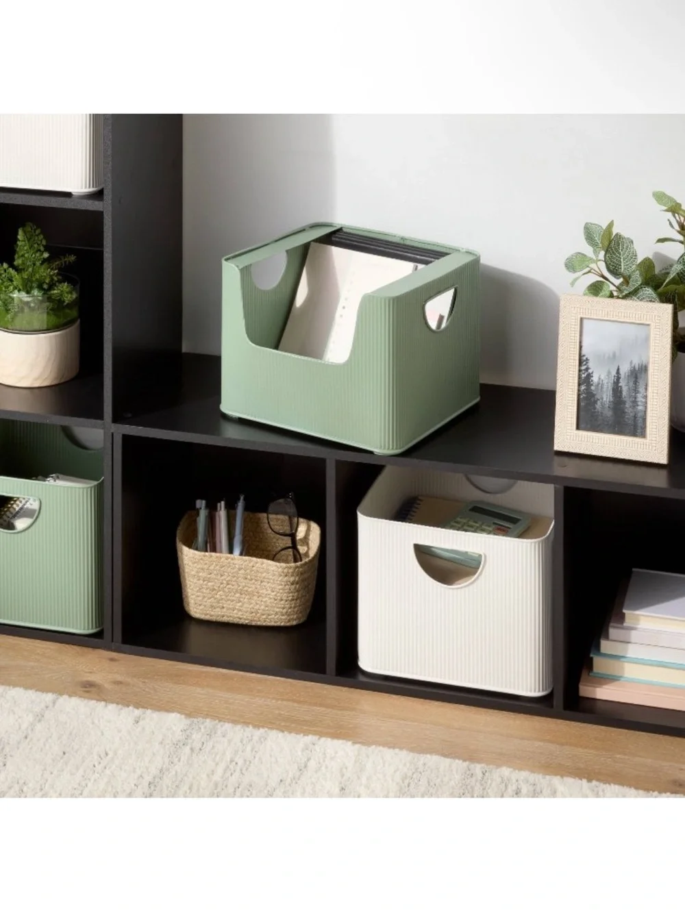 Metal Bin Open Front Green - Brightroom
